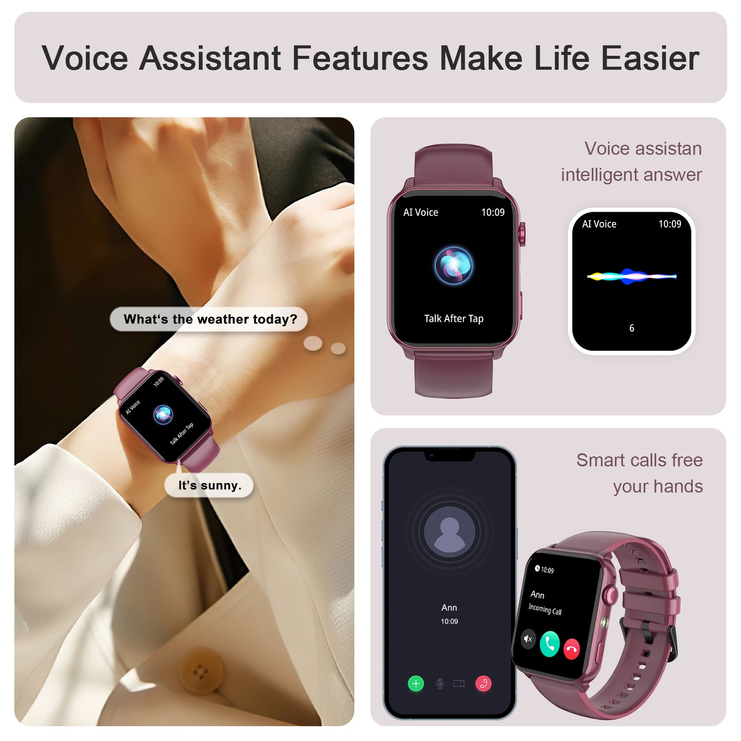 IOWODO R30MAX Unisex Smartwatch: 1.91" LED Screen, Bluetooth Calls, 100+ Sports Modes, IP68 Waterproof, 6-Day Battery, iOS/Android, Purple
