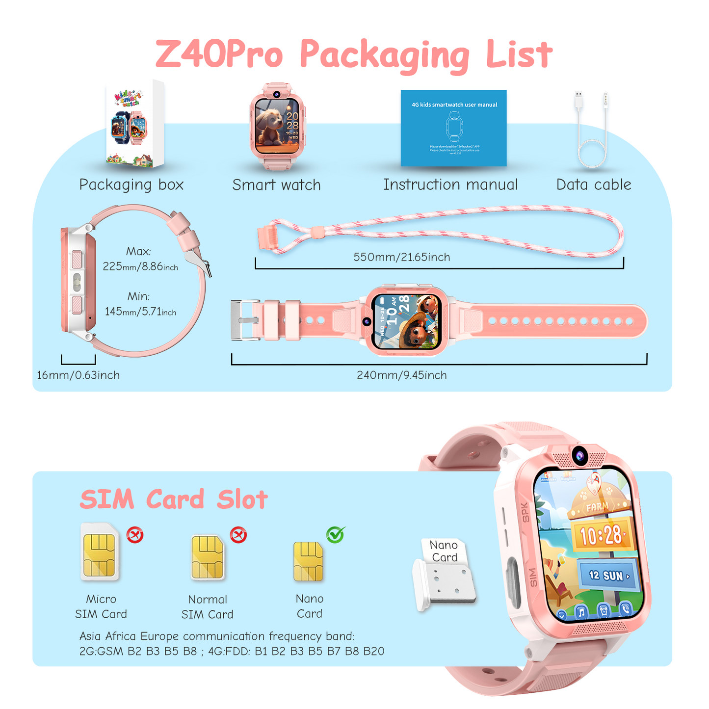 IOWODO Z40Pro Kids Smartwatch, Pink