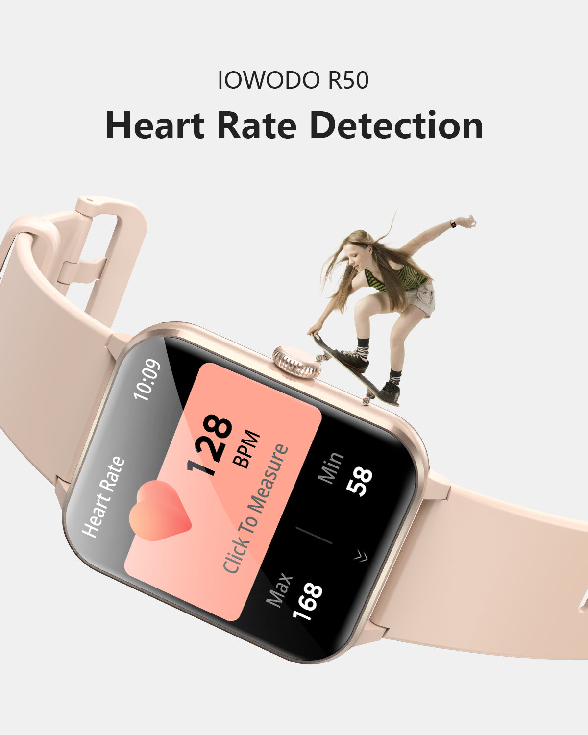 IOWODO R50Pro Smartwatch: 1,85 Zoll HD-Touchscreen, Bluetooth-Anrufe, über 100 Sportmodi, Herzfrequenz-/SpO2-/Schlafüberwachung, IP68 wasserdicht, 5-Tage-Akku, Pink