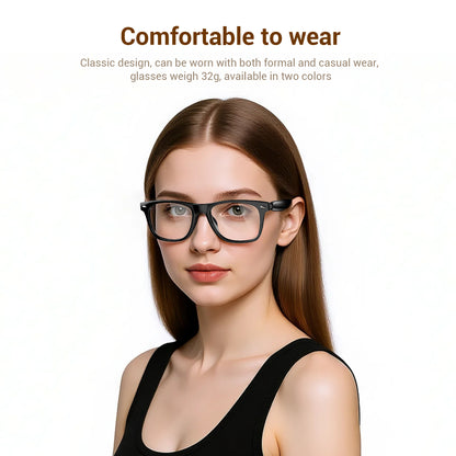 IOWODO Bluetooth Sunglasses for Men and Women, Smart Audio Glasses with Open-Ear Speakers, Built-in Mic, Hands-Free Calls, Music, Touch Control, Voice Assistant, Polarized UV400 Black