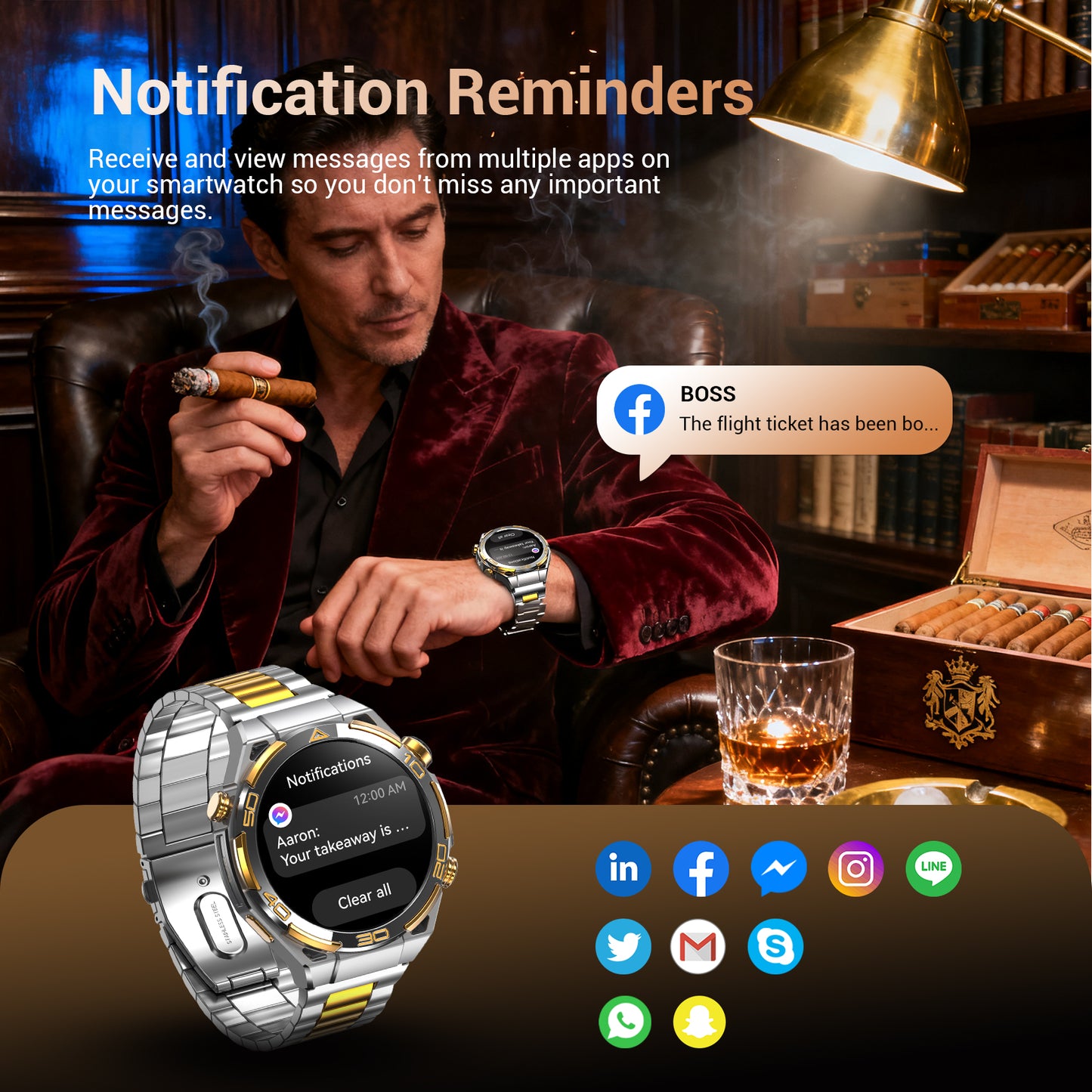 IOWODO Smart Watch for Men, 1.43" AMOLED Bluetooth Call & Answer, Fitness Tracker, 100+ Sport Modes, 900mAh, 1ATM Waterproof Compatible with Android iOS (Sliver)
