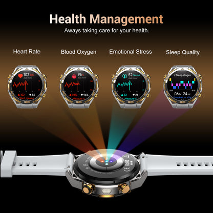 IOWODO Smart Watch for Men, 1.43" AMOLED Bluetooth Call & Answer, Fitness Tracker, 100+ Sport Modes, 900mAh, 1ATM Waterproof Compatible with Android iOS (Sliver)