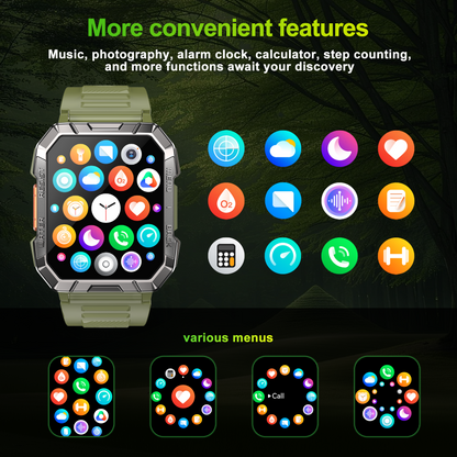 Smartwatch militare IOWODO W60, nero