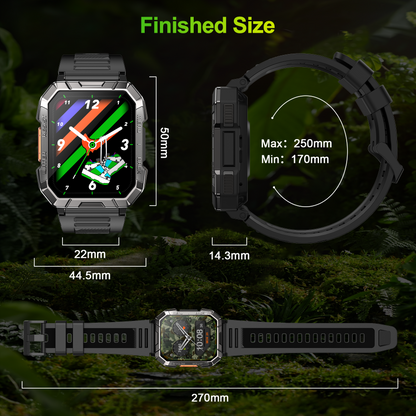 Smartwatch militare IOWODO W60, nero
