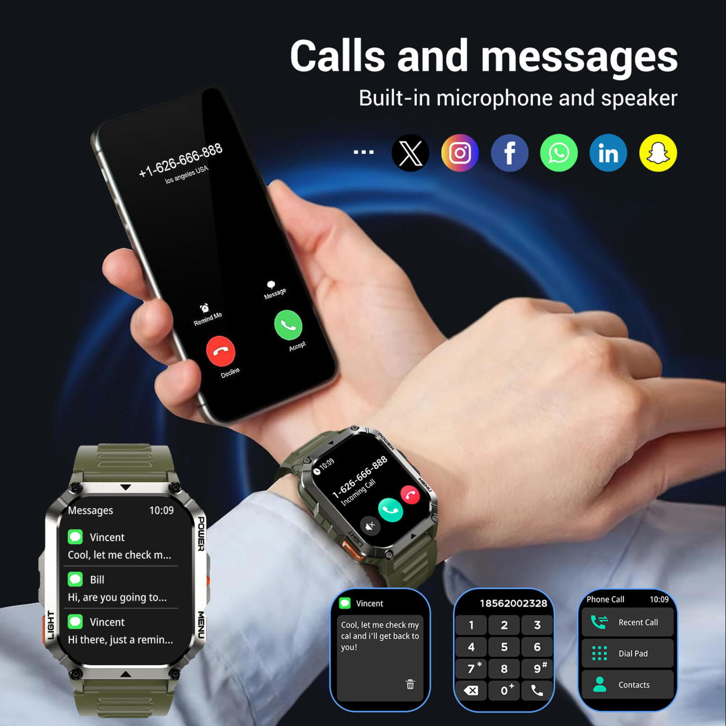 Smartwatch da esterno IOWODO W70Pro, nero