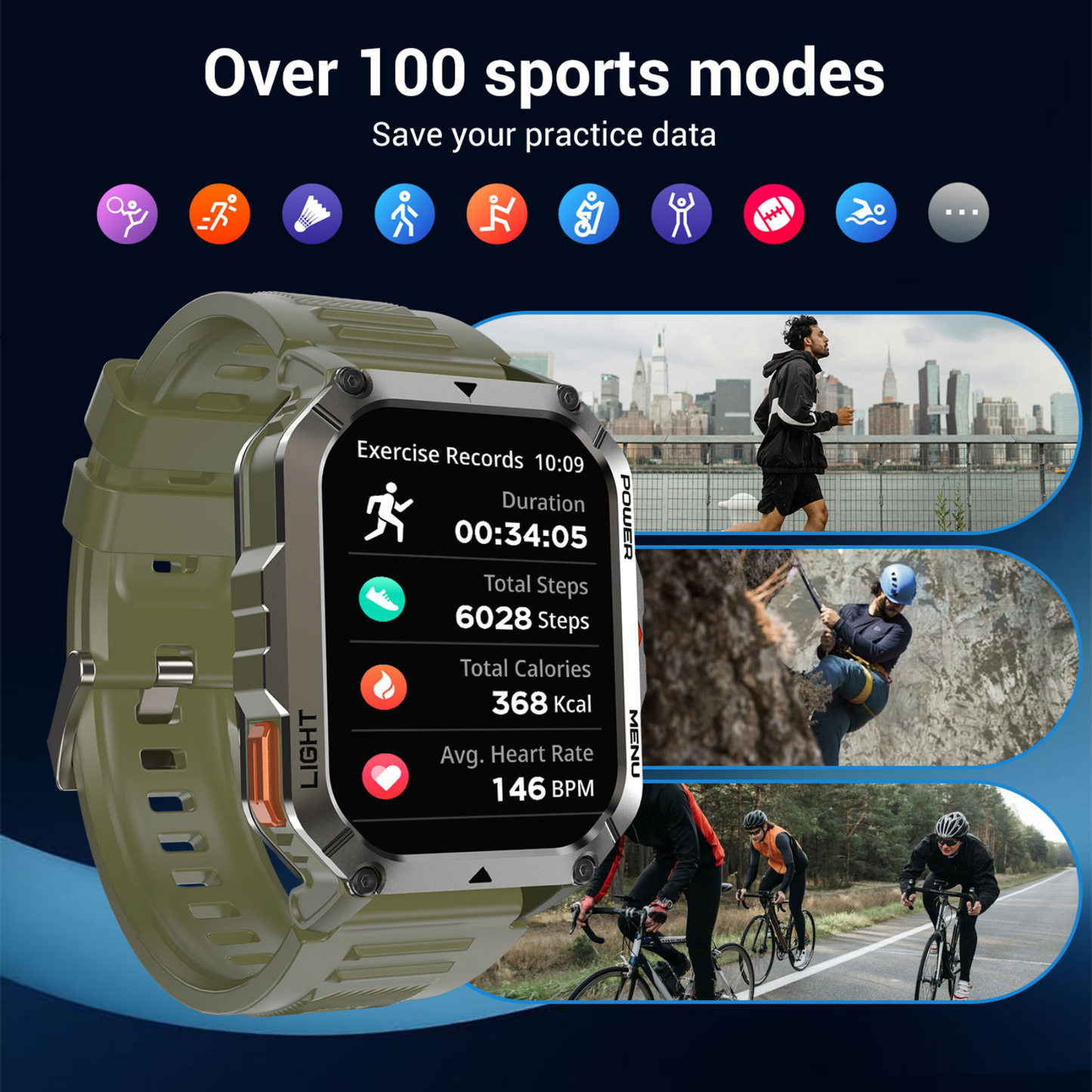 Smartwatch da esterno IOWODO W70Pro, nero