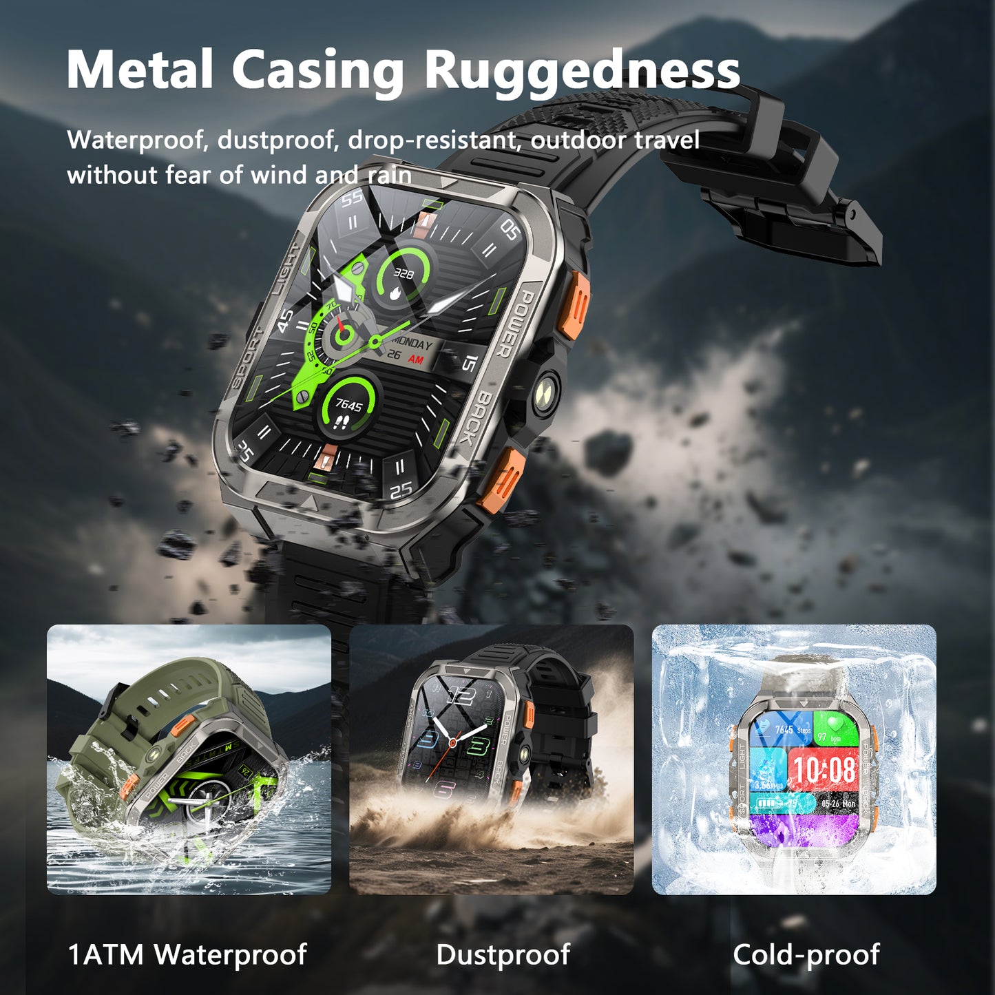 IOWODO W80Pro Outdoor Smartwatch, Black