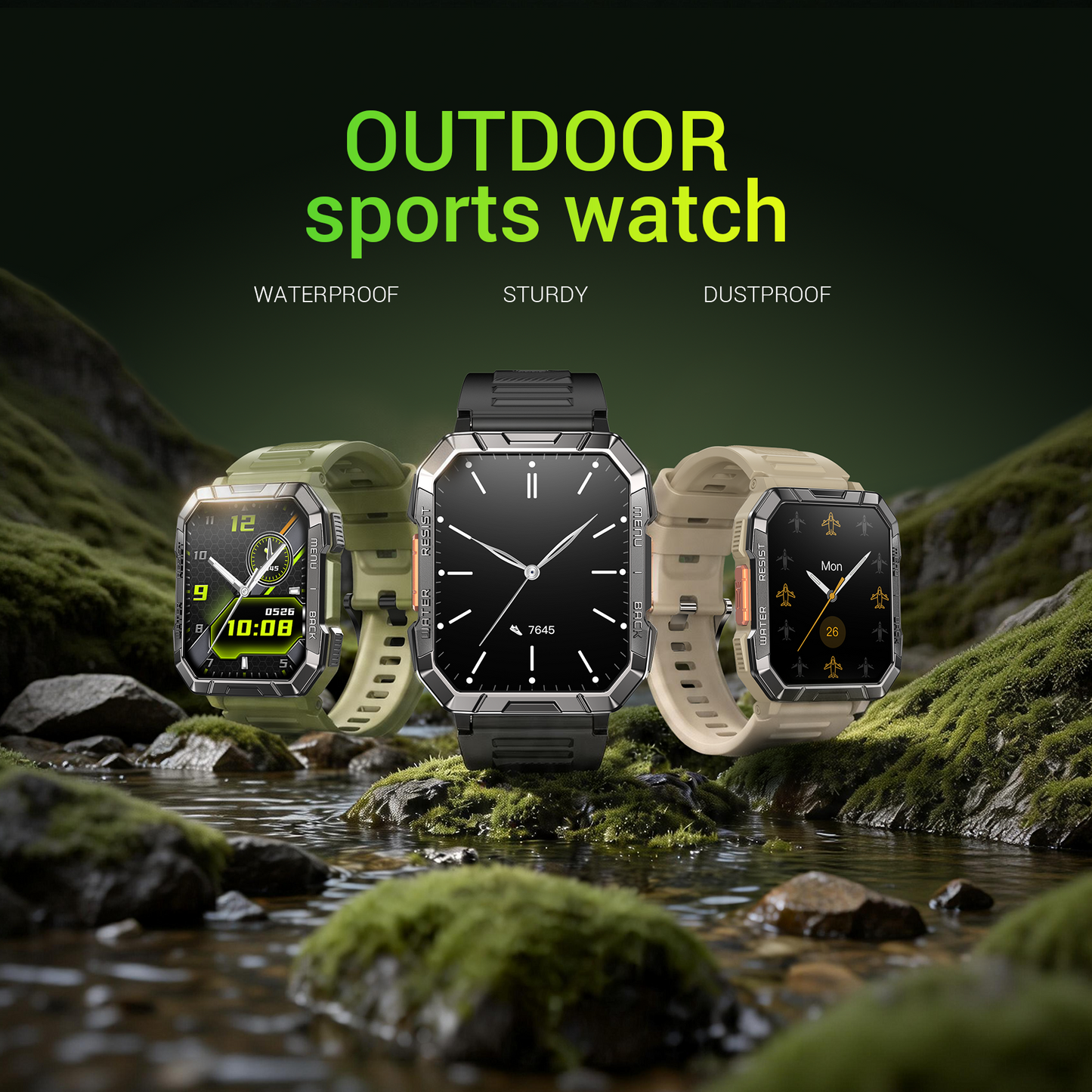 Smartwatch militare IOWODO W60, nero