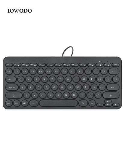 IOWODO Retro Round Keycap Wired Keyboard – Ultra-Slim, Quiet & Universal Compatibility for Office & Home