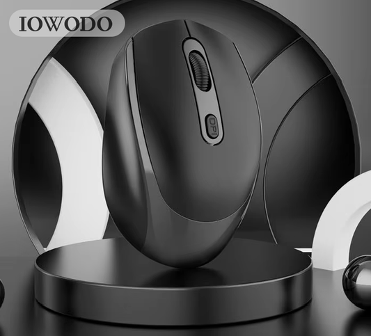 IOWODO Wireless Mouse, 2.4G Rechargeable Optical Mouse with USB Receiver, Ergonomic Portable Mouse for Laptop, PC, Windows, Android, Mac, Silent Compact Design
