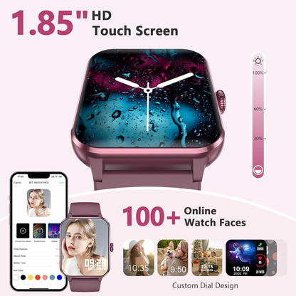 IOWODO Smart Watch for Android and iPhone, 1.85" Smartwatch for Women Men with Bluetooth Calling, Message Notifications, AI Voice Assistant, 100+ Sports Modes, Fitness Tracker