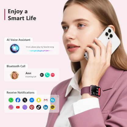 IOWODO Smart Watch for Android and iPhone, 1.85" Smartwatch for Women Men with Bluetooth Calling, Message Notifications, AI Voice Assistant, 100+ Sports Modes, Fitness Tracker