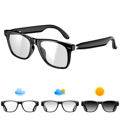 LUOMATE Smart Bluetooth Glasses with Photochromic Lenses for Men and Women - UV/Blue Light Protection, Voice Assistant, Hands-Free Calls, Music Playback, Lightweight for Business & Travel