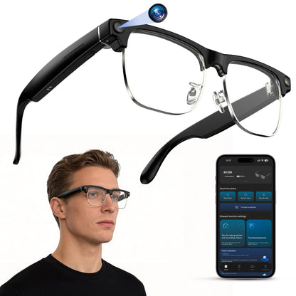 IOWODO AI Smart Glasses with 1080P Camera, Polarized Sunglasses Lenses for Real-Time Translation, AI Voice Assistant & Video Recording, ChatGPT Compatible, Unisex HD Wearable Tech (Sunglasses)
