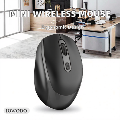 IOWODO Wireless Mouse, 2.4G Rechargeable Optical Mouse with USB Receiver, Ergonomic Portable Mouse for Laptop, PC, Windows, Android, Mac, Silent Compact Design