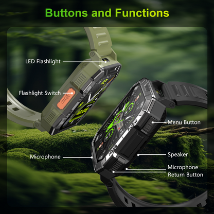 Smartwatch militare IOWODO W60, nero