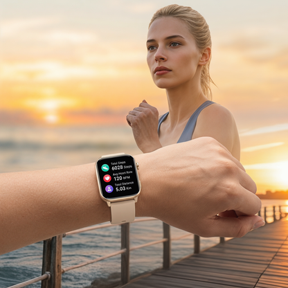 IOWODO Smart Watch for Women ,1.91'' Fitness Tracker with Bluetooth Calling, 100+ Sports Modes, IP68 Waterproof, Message Reminder, Android iPhone, Black