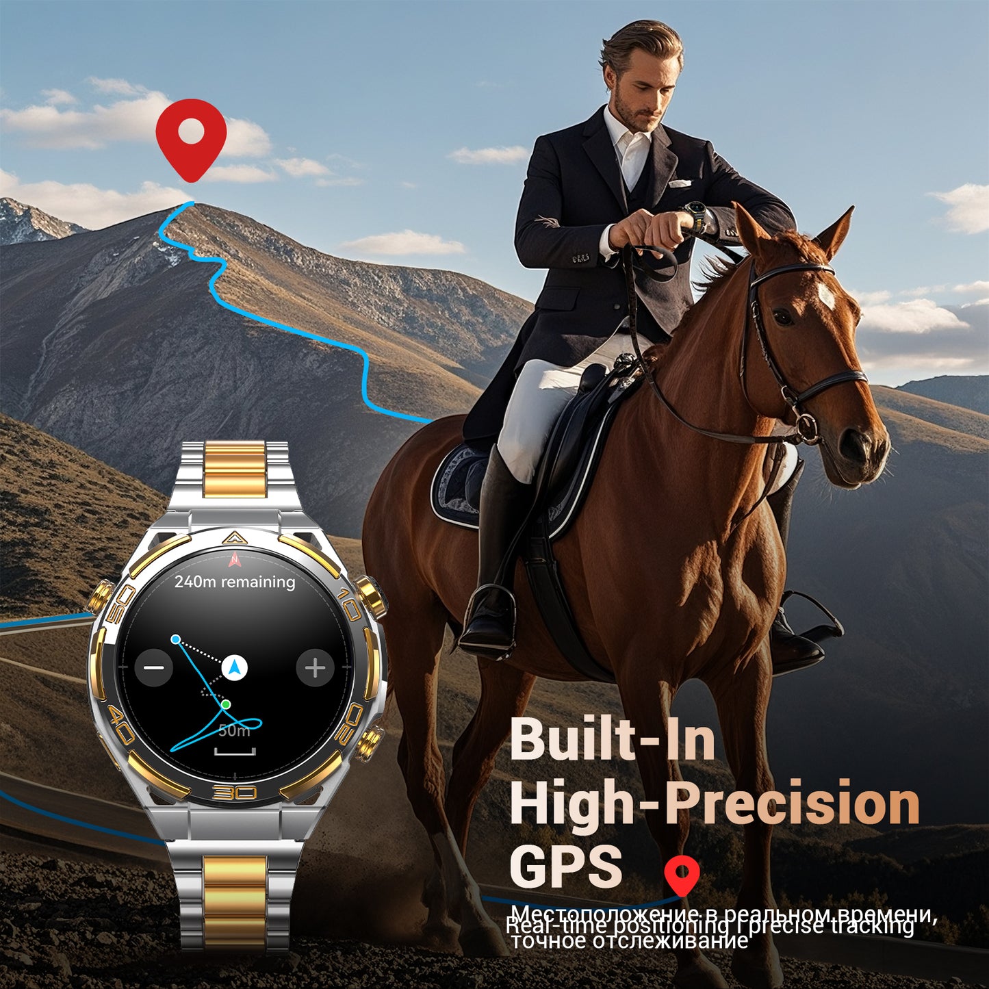 IOWODO Smart Watch for Men, 1.43" AMOLED Bluetooth Call & Answer, Fitness Tracker, 100+ Sport Modes, 900mAh, 1ATM Waterproof Compatible with Android iOS (Sliver)