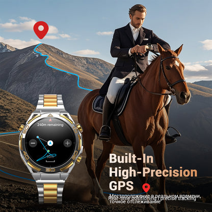 IOWODO Smart Watch for Men, 1.43" AMOLED Bluetooth Call & Answer, Fitness Tracker, 100+ Sport Modes, 900mAh, 1ATM Waterproof Compatible with Android iOS (Sliver)