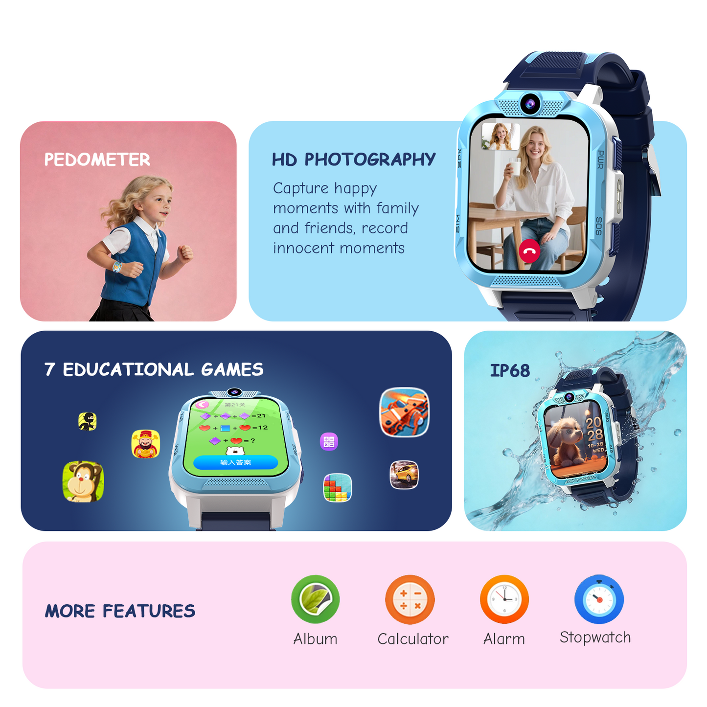 IOWODO Z40Pro  Kids Smartwatch, Blue