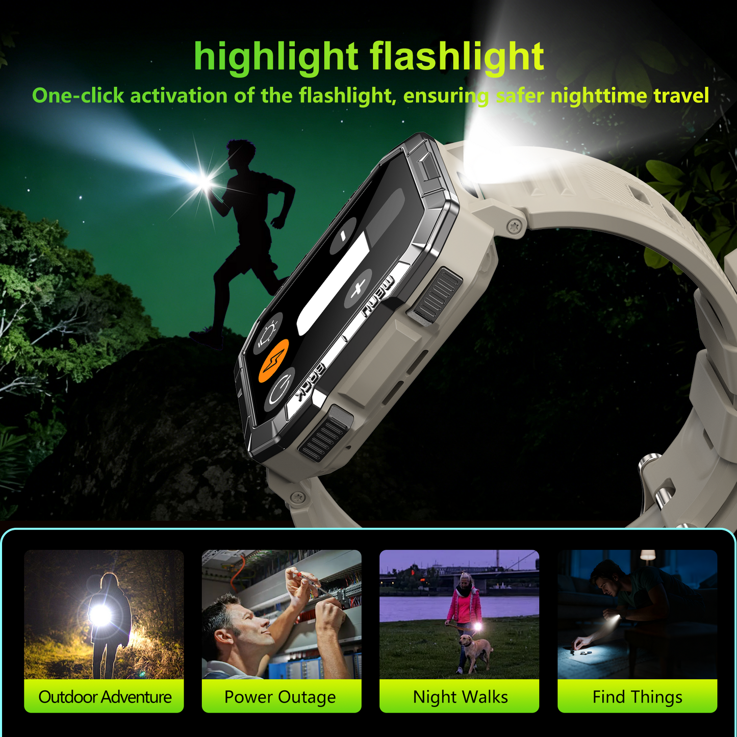 Smartwatch militare IOWODO W60, nero
