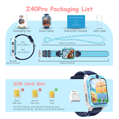 IOWODO Z40Pro  Kids Smartwatch, Blue