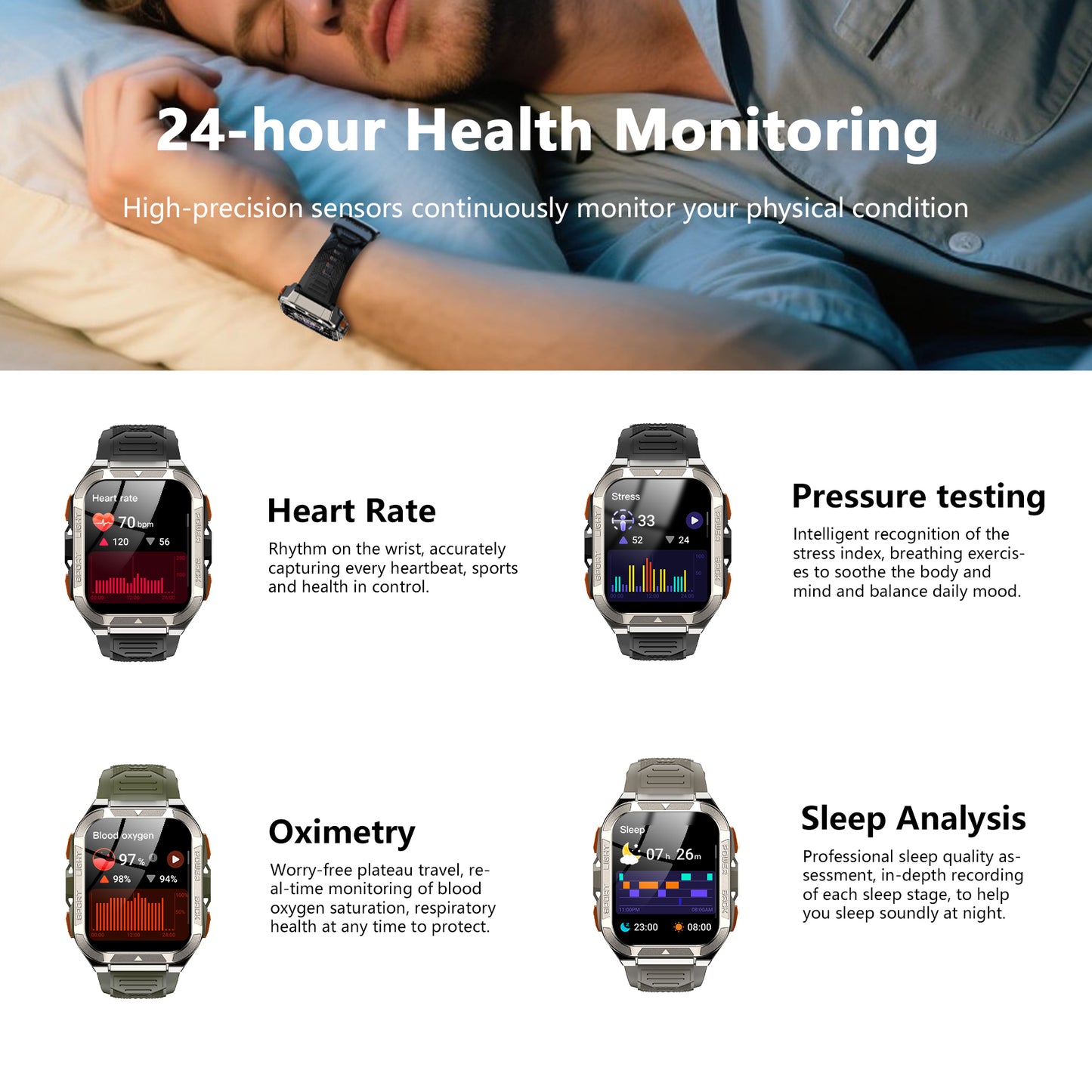 IOWODO W80Pro Outdoor Smartwatch, Black