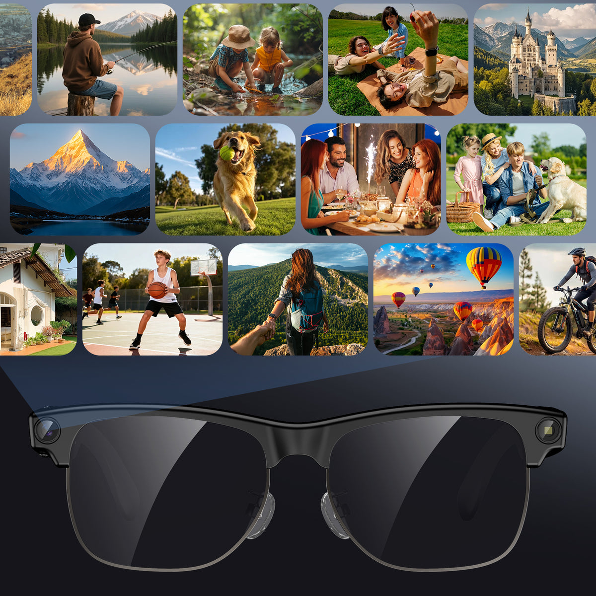 IOWODO AI Smart Glasses with 1080P Camera, Polarized Sunglasses Lenses for Real-Time Translation, AI Voice Assistant & Video Recording, ChatGPT Compatible, Unisex HD Wearable Tech (Sunglasses)