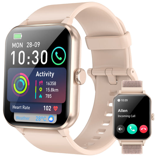 IOWODO R50Pro Smartwatch: 1.85" HD Touch Screen, Bluetooth Calls, 100+ Sport Modes, Heart Rate/SpO2/Sleep Monitor, IP68 Waterproof, 5-Day Battery, Pink