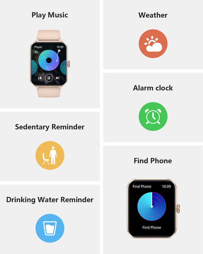 IOWODO R50Pro Smartwatch: 1,85 Zoll HD-Touchscreen, Bluetooth-Anrufe, über 100 Sportmodi, Herzfrequenz-/SpO2-/Schlafüberwachung, IP68 wasserdicht, 5-Tage-Akku, Pink