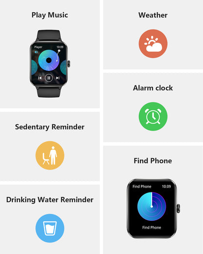 IOWODO R50Pro Smartwatch: 1,85 Zoll HD-Touchscreen, Bluetooth-Anrufe, über 100 Sportmodi, Herzfrequenz-/SpO2-/Schlafüberwachung, IP68 wasserdicht, 5-Tage-Akku, Schwarz