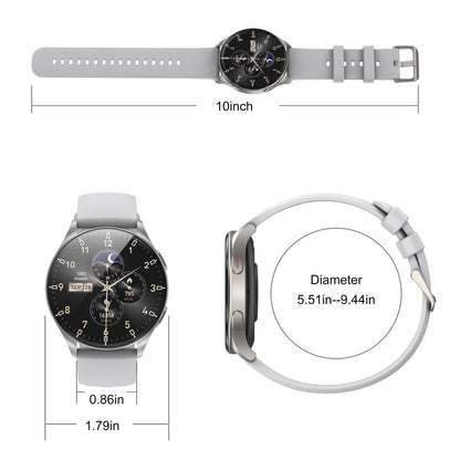 IOWODO W40 Smartwatch mit AMOLED-Bildschirm, Bluetooth-Anruf, 7-Tage-Akku, über 110 Sportmodi, Herzfrequenz-/SpO2-Monitor, IP68 wasserdicht (rundes Zifferblatt), Silber