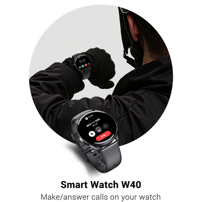 IOWODO W40 Smartwatch mit AMOLED-Bildschirm, Bluetooth-Anruf, 7-Tage-Akku, über 110 Sportmodi, Herzfrequenz-/SpO2-Monitor, IP68 wasserdicht (rundes Zifferblatt), Schwarz