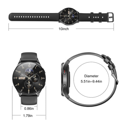 IOWODO W40 Smartwatch mit AMOLED-Bildschirm, Bluetooth-Anruf, 7-Tage-Akku, über 110 Sportmodi, Herzfrequenz-/SpO2-Monitor, IP68 wasserdicht (rundes Zifferblatt), Schwarz