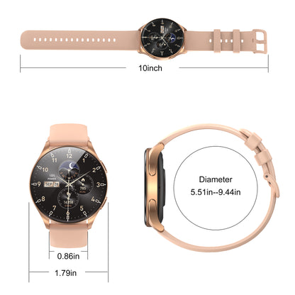 IOWODO W40 Smart Watch with AMOLED Screen, Bluetooth Call, 7-Day Battery, 110+ Sports Modes, Heart Rate/SpO2 Monitor, IP68 Waterproof (Round Dial), Gold