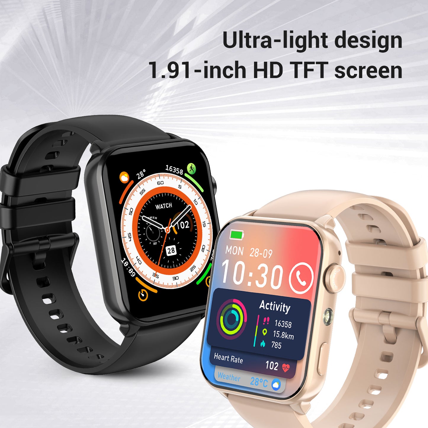 IOWODO Smart Watch for Men, 1.91'' Bluetooth Calling Digital Watch, Fitness Tracker, 100+ Sports Modes, IP68 Waterproof, Android iPhone Compatible