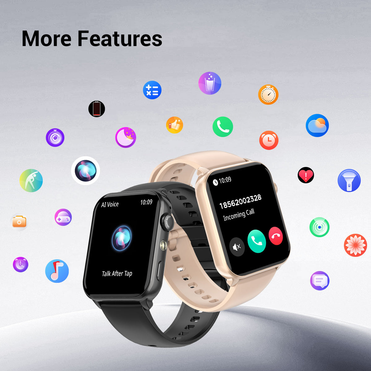 IOWODO Smart Watch for Android and iPhone, 1.85" Smartwatch for Women Men with Bluetooth Calling, Message Notifications, AI Voice Assistant, 100+ Sports Modes, Fitness Tracker