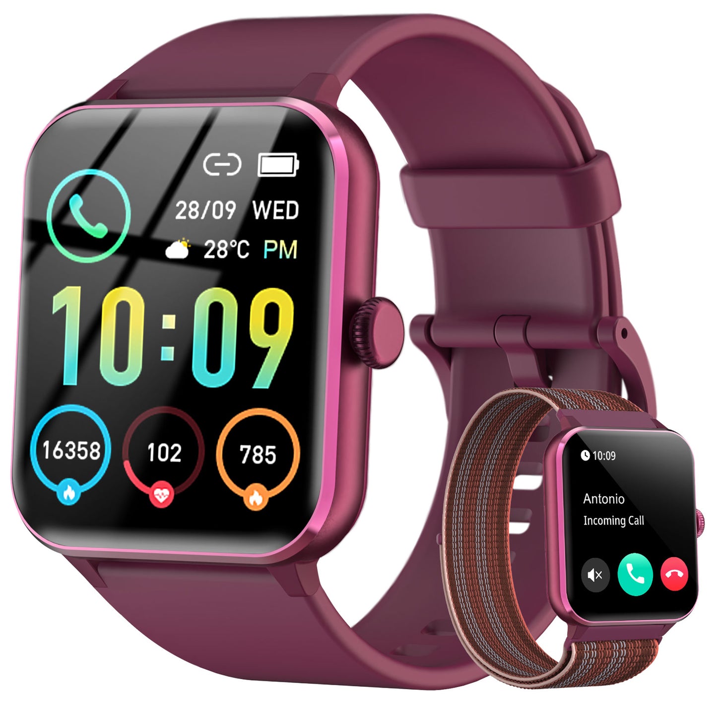 IOWODO Smart Watch for Android and iPhone, 1.85" Smartwatch for Women Men with Bluetooth Calling, Message Notifications, AI Voice Assistant, 100+ Sports Modes, Fitness Tracker