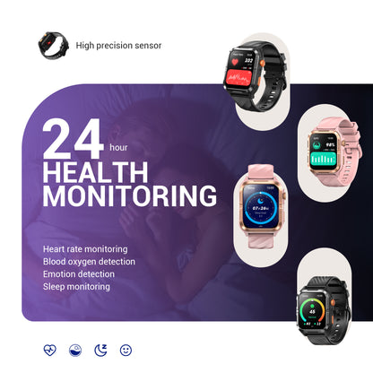Montre connectée militaire IOWODO W60 : grand écran 2,01 pouces, autonomie de 100 jours, appels Bluetooth, lampe torche/boussole, plus de 100 modes sportifs, IP68 (2 bracelets), noir