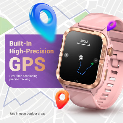 Montre connectée militaire IOWODO W60 : grand écran 2,01 pouces, autonomie de 100 jours, appels Bluetooth, lampe torche/boussole, plus de 100 modes sportifs, IP68 (2 bracelets), noir