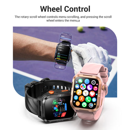 Montre connectée militaire IOWODO W60 : grand écran 2,01 pouces, autonomie de 100 jours, appels Bluetooth, lampe torche/boussole, plus de 100 modes sportifs, IP68 (2 bracelets), noir