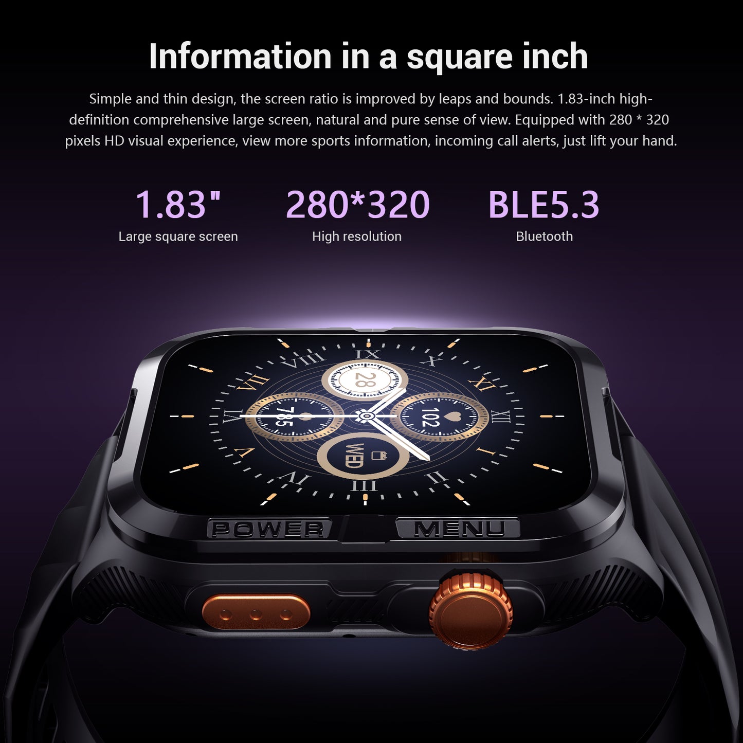 Montre connectée militaire IOWODO W60 : grand écran 2,01 pouces, autonomie de 100 jours, appels Bluetooth, lampe torche/boussole, plus de 100 modes sportifs, IP68 (2 bracelets), noir