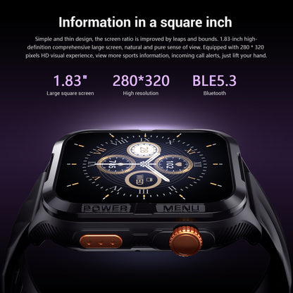 Montre connectée militaire IOWODO W60 : grand écran 2,01 pouces, autonomie de 100 jours, appels Bluetooth, lampe torche/boussole, plus de 100 modes sportifs, IP68 (2 bracelets), noir