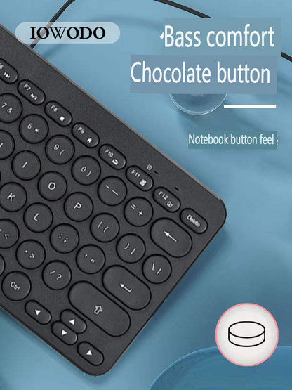 IOWODO Retro Round Keycap Wired Keyboard – Ultra-Slim, Quiet & Universal Compatibility for Office & Home