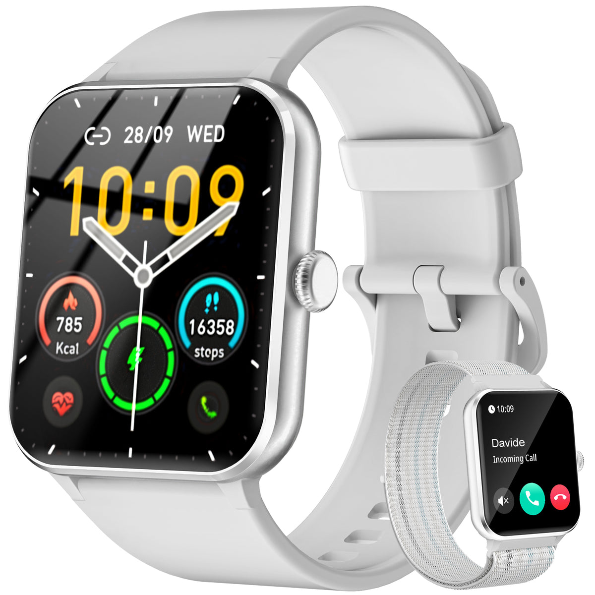 IOWODO Smart Watch for Android and iPhone, 1.85" Smartwatch for Women Men with Bluetooth Calling, Message Notifications, AI Voice Assistant, 100+ Sports Modes, Fitness Tracker